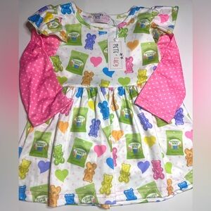 Gummy Bears Long Sleeve Ruffle Dress Pete + Lucy Size 0-6 Months